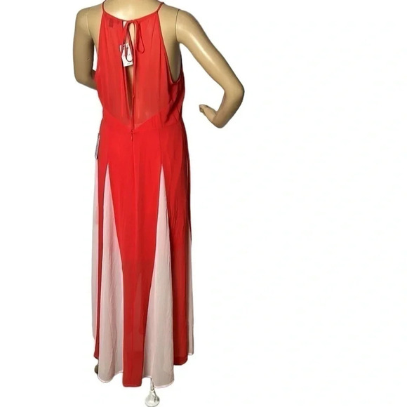 Y2K NWT,EXPRESS halter dress,maxi,Fairy,sheer,lined,glam,fit&flare,color block, - Picture 5 of 16